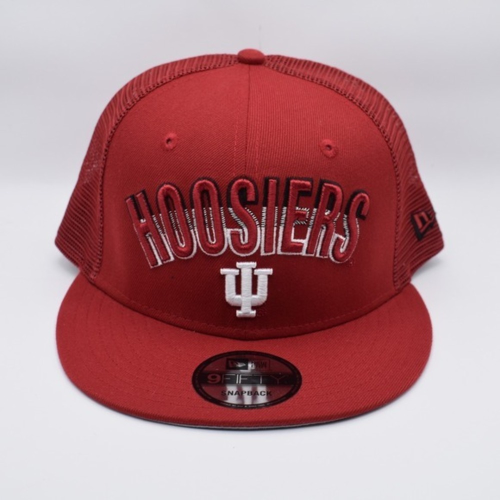 New Era 9FIFTY Indiana Hoosiers Mesh Snapback Trucker Hat Cap NCAA Crimson White